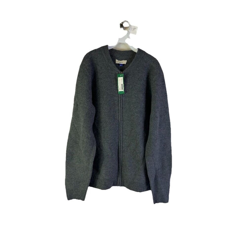 Artefact Thatcher Boiled Wool Bomber Cardigan Sweater Coat Gray